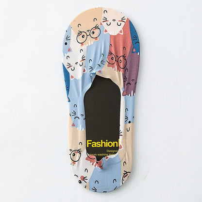 Plusock Playful Cartoon Animal Print No Show Socks(7 Pairs) - image 6