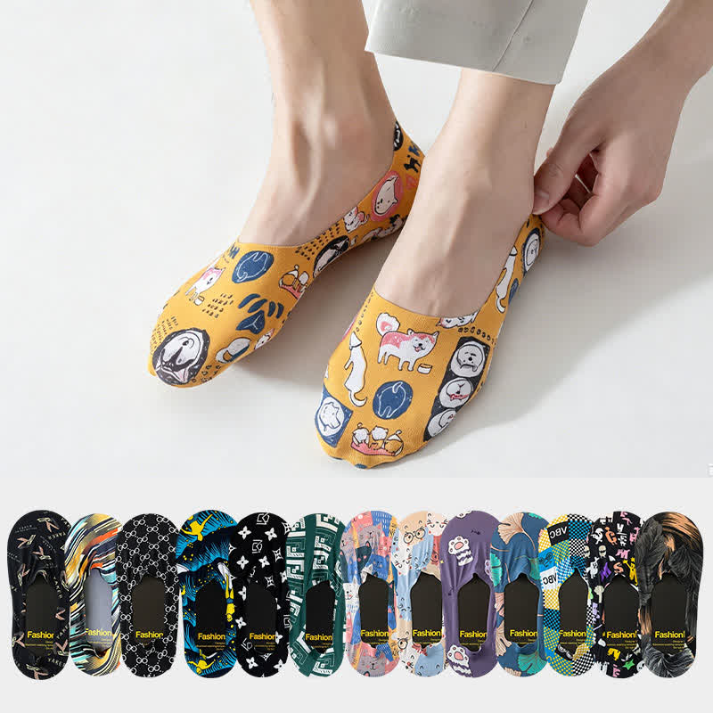 Plusock Playful Cartoon Animal Print No Show Socks(7 Pairs) - Multicolor-B - EU39-44(US6-10) - image 0