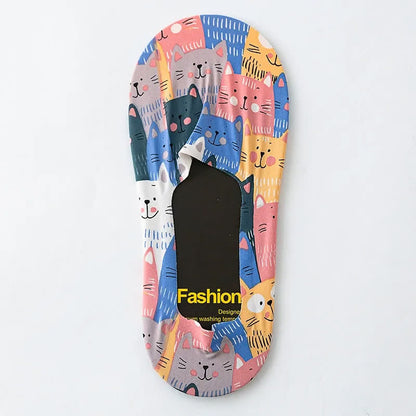 Plusock Playful Cartoon Animal Print No Show Socks(7 Pairs) - image 12