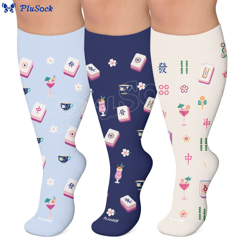 Plusock Plus Size Mahjong Inspired Compression Socks - image 0