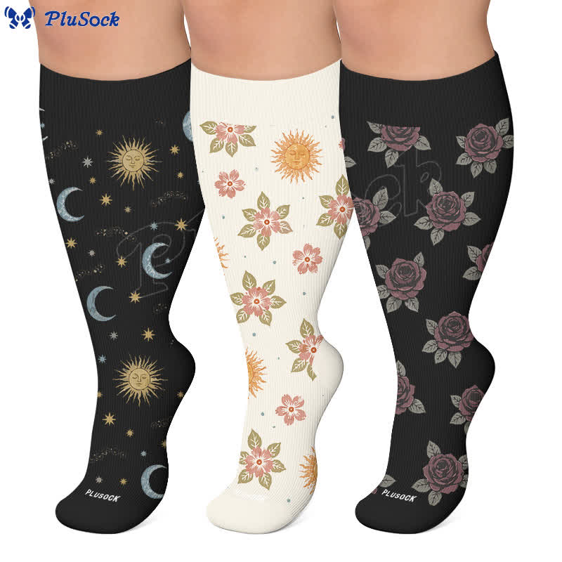 Plusock Plus Size Celestial Knit Compression Socks - image 0