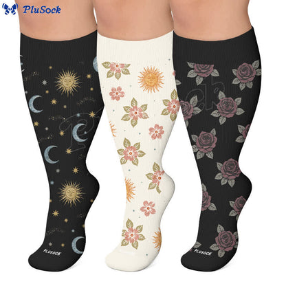 Plusock Plus Size Celestial Knit Compression Socks - image 0