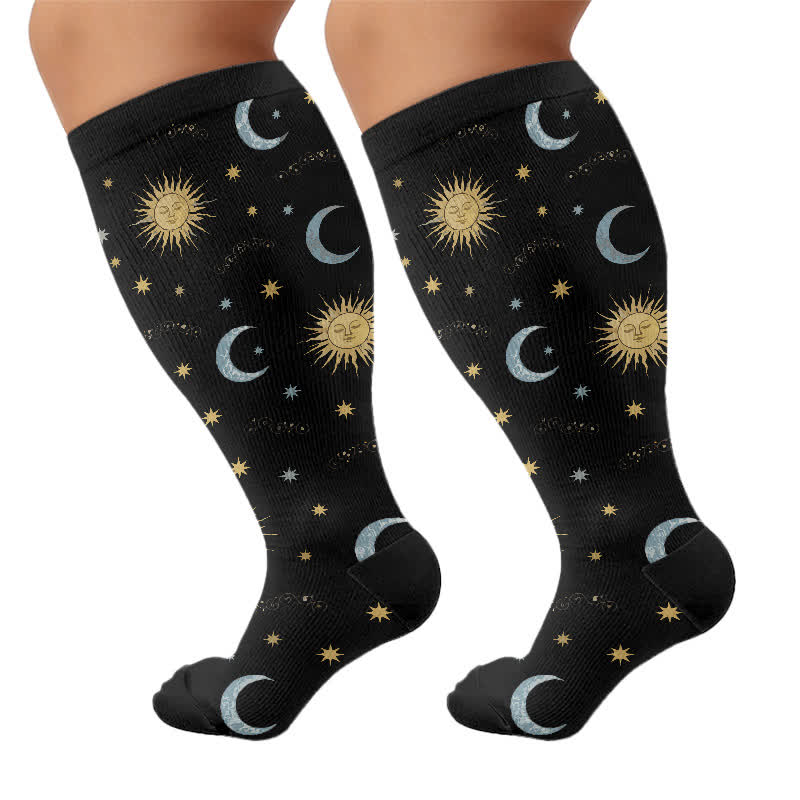 Plusock Plus Size Celestial Knit Compression Socks - Black(1 Pair) - 4XL - image 8