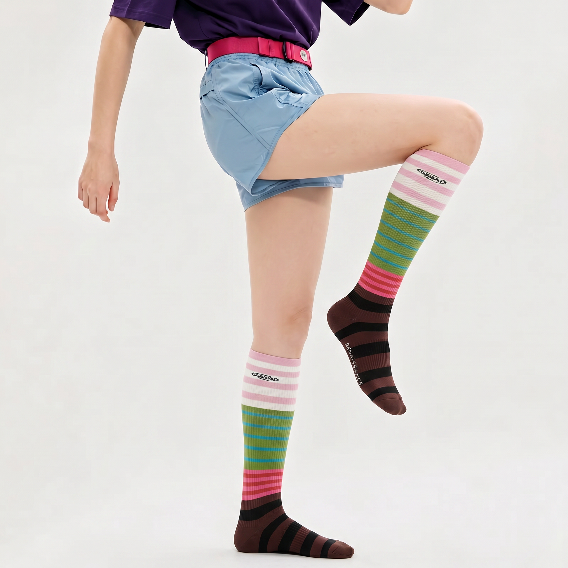 Plusock Colorblock Stripe Compression Socks(2 Pairs) - image 2