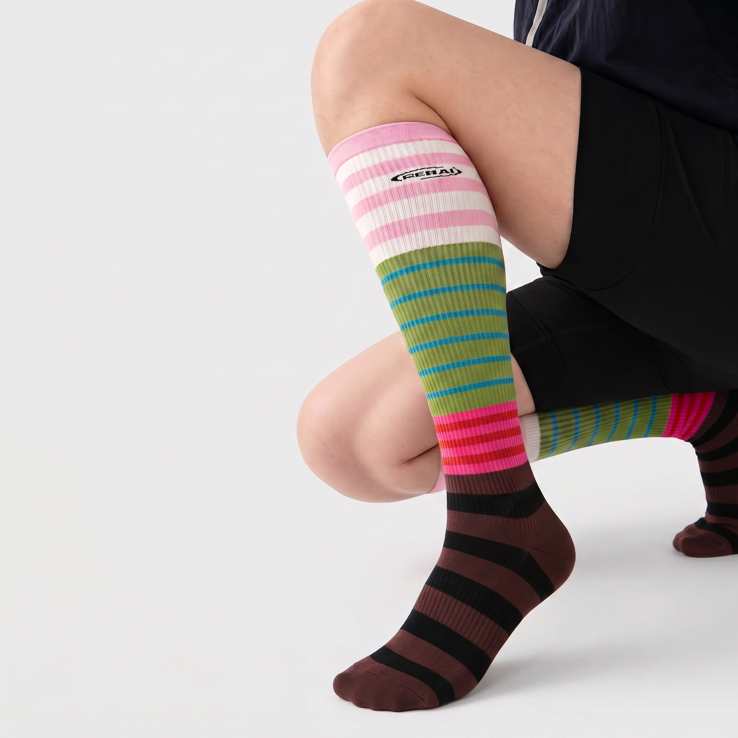 Plusock Colorblock Stripe Compression Socks(2 Pairs) - image 1