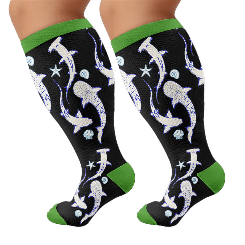 Plusock Plus Size Ocean Cartoon Compression Socks - Black(1 Pair) - 4XL - image 8