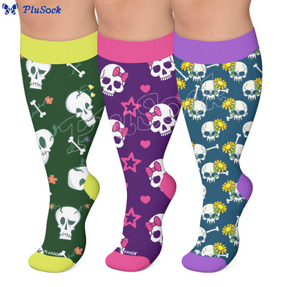 Plusock Plus Size Punk Skull Compression Socks - image 0