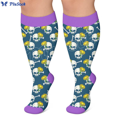 Plusock Plus Size Punk Skull Compression Socks - image 7