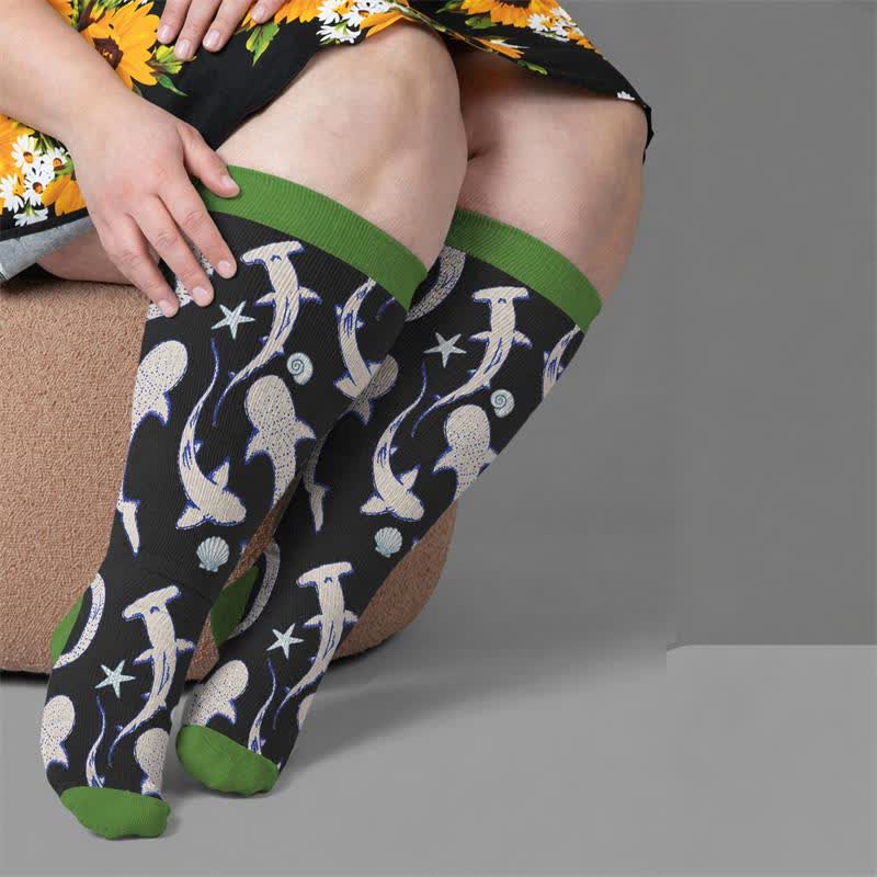 Plusock Plus Size Ocean Cartoon Compression Socks - image 1