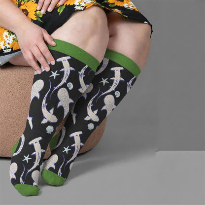 Plusock Plus Size Ocean Cartoon Compression Socks - image 1