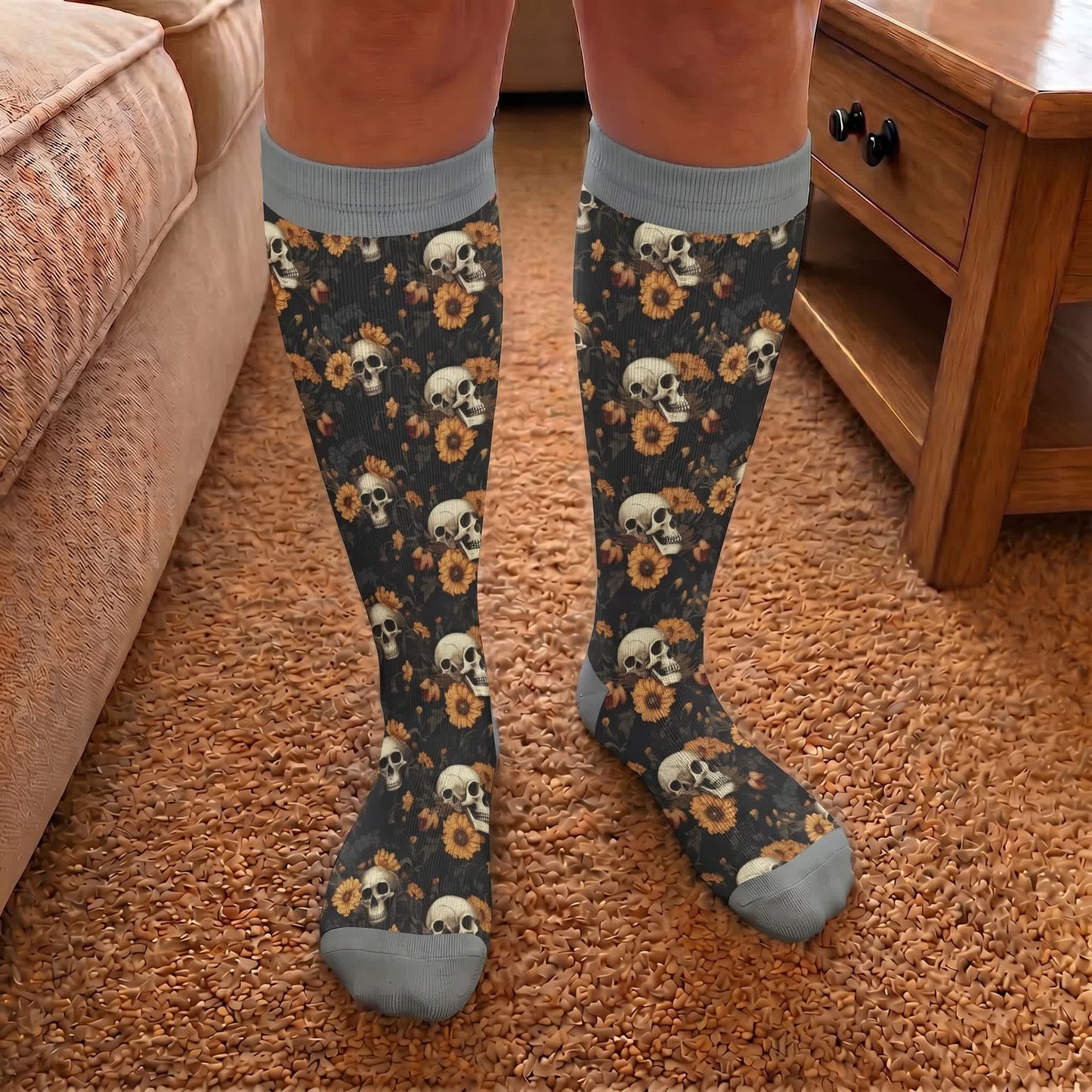 Plusock Plus Size Skull Compression Socks - image 1