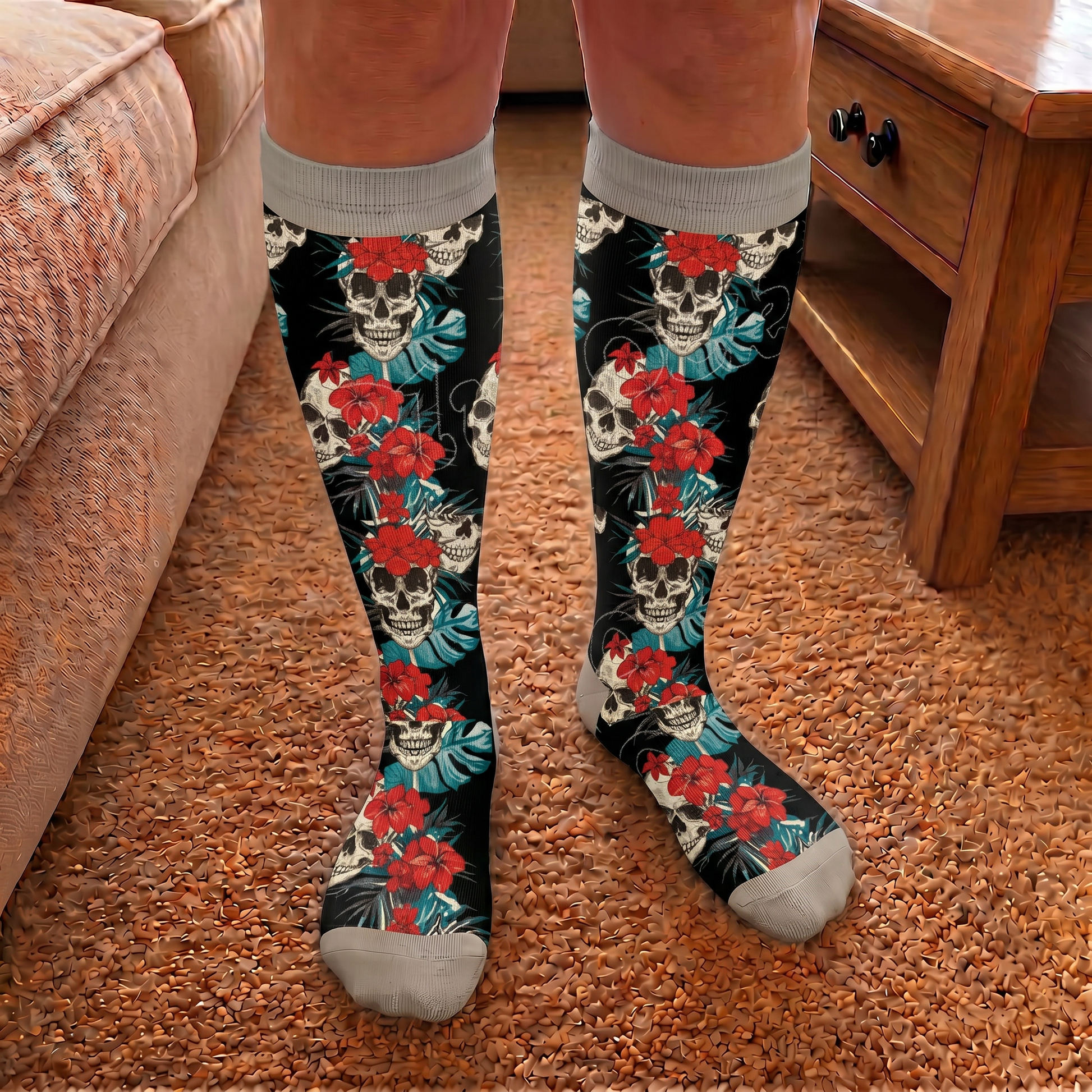 Plusock Plus Size Skull Compression Socks - image 2