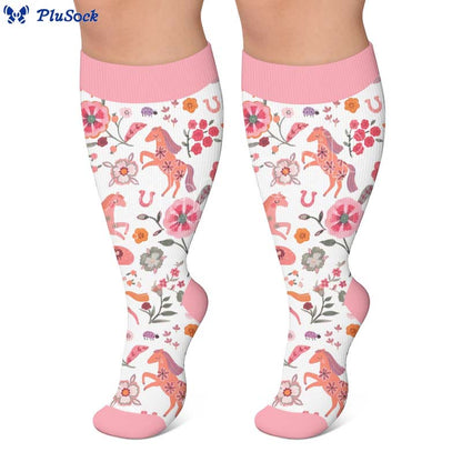 Plusock Plus Size Floral Bunny Compression Socks - image 5