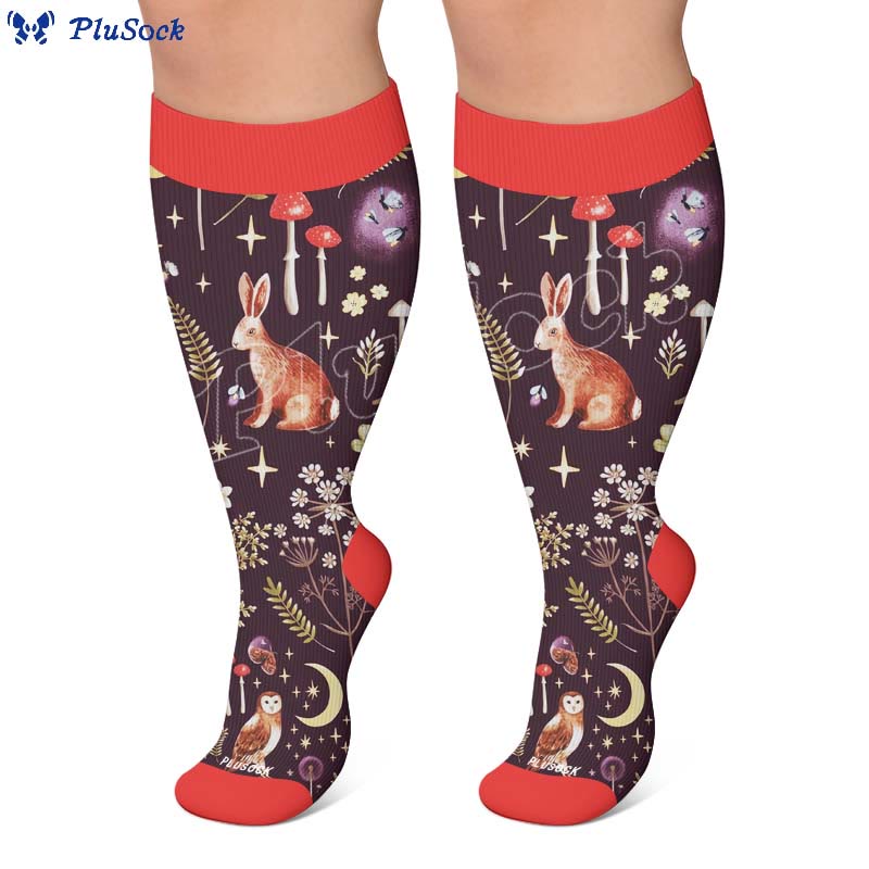 Plusock Plus Size Floral Bunny Compression Socks - image 7