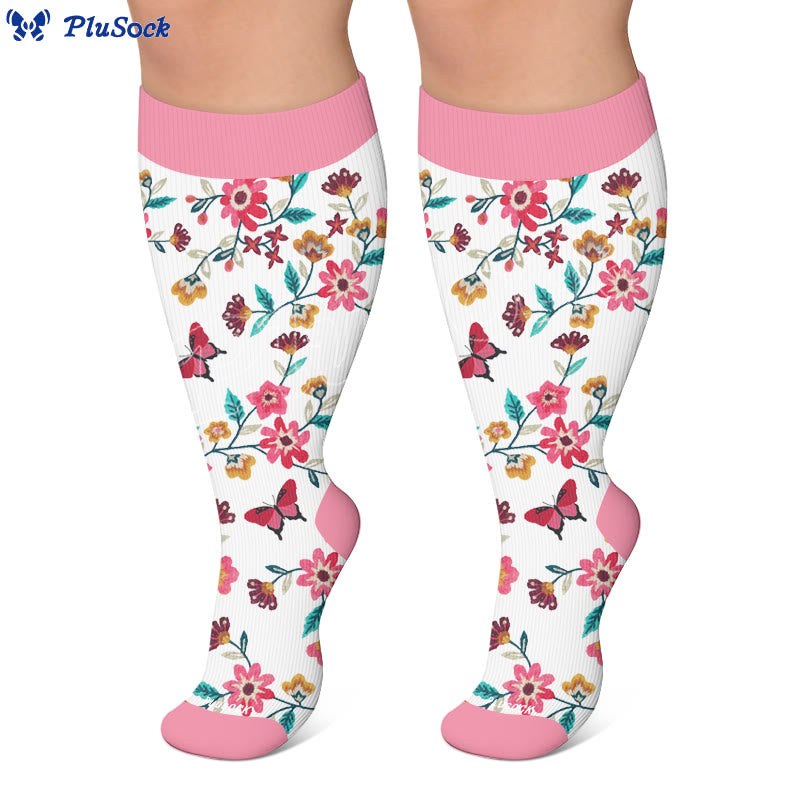 Plusock Plus Size Floral Bunny Compression Socks - image 6