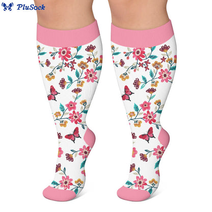 Plusock Plus Size Floral Bunny Compression Socks - image 6