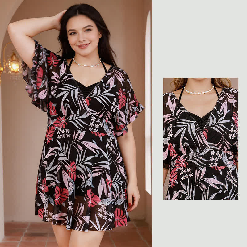 Plusock Tropical Floral V Neck Swimwear - image 1