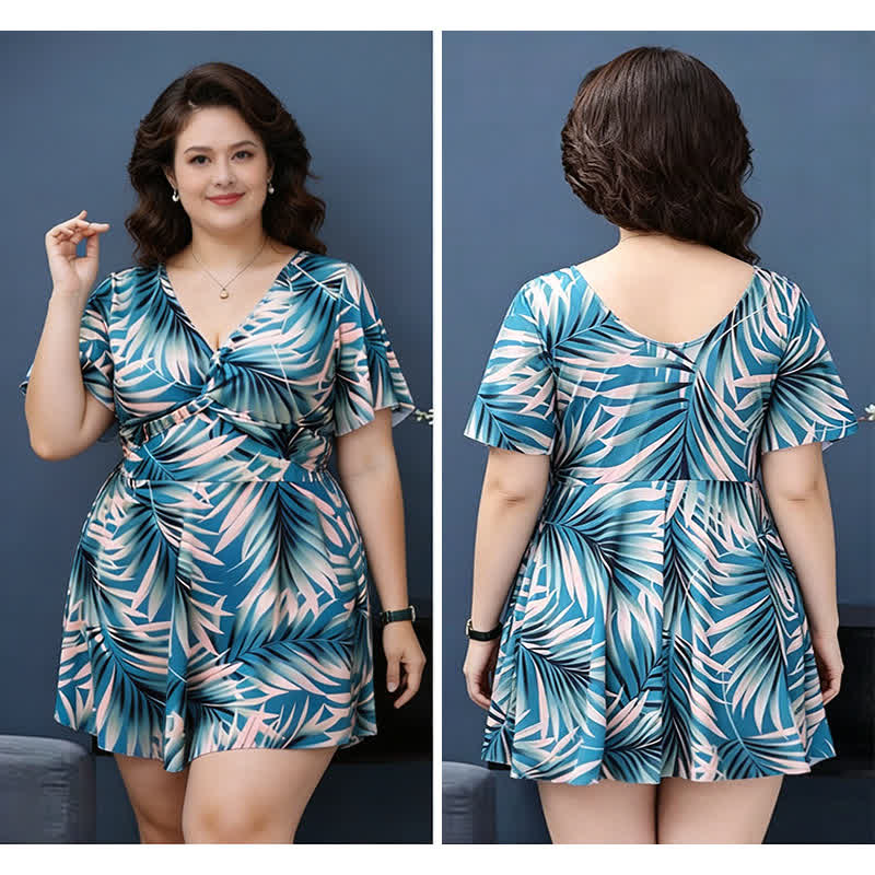Plusock Tropical Leaf Wrap Swimwear - image 2