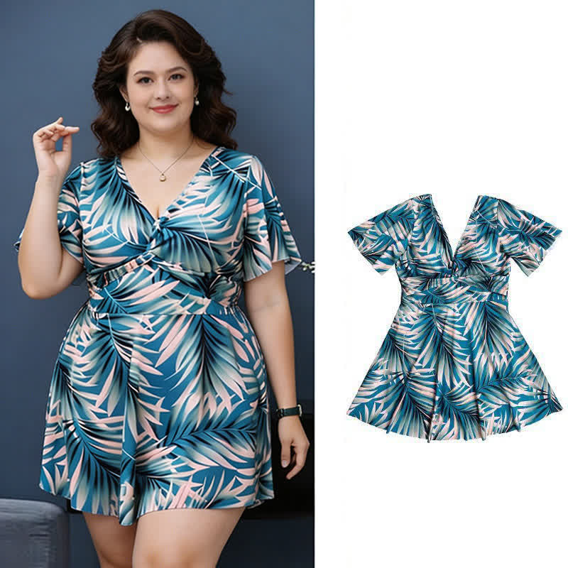Plusock Tropical Leaf Wrap Swimwear - image 1