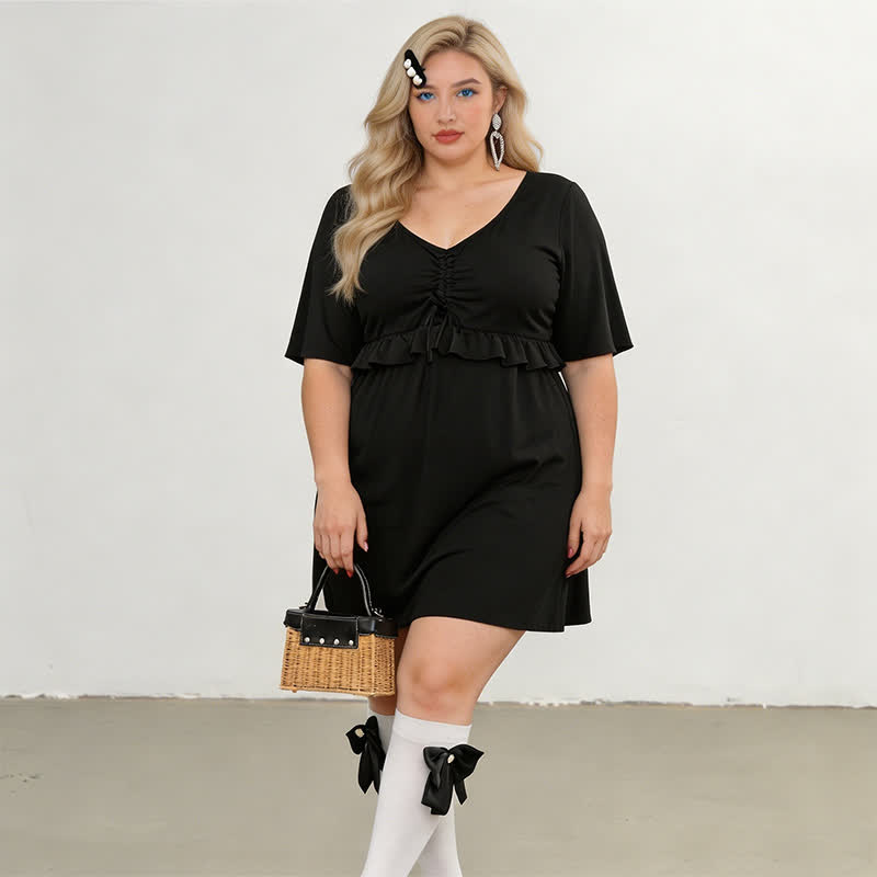 Plusock Black Mesh Sleeve Ruffle Swimwear - image 1