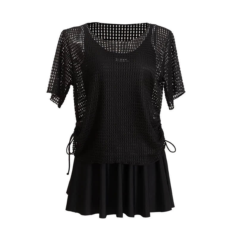 Plusock Black Mesh Skirted One Piece Swimwear - image 6