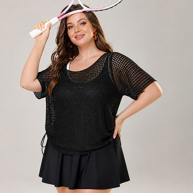 Plusock Black Mesh Skirted One Piece Swimwear - image 3