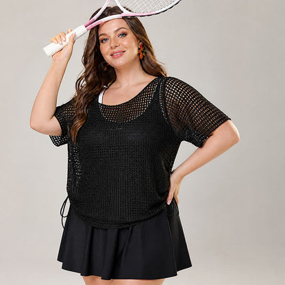 Plusock Black Mesh Skirted One Piece Swimwear - image 3