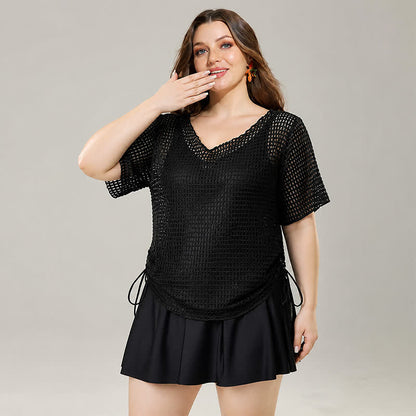 Plusock Black Mesh Skirted One Piece Swimwear - image 2