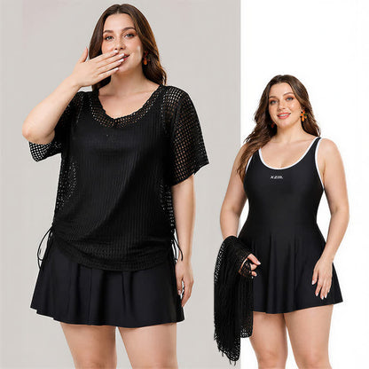 Plusock Black Mesh Skirted One Piece Swimwear - image 1