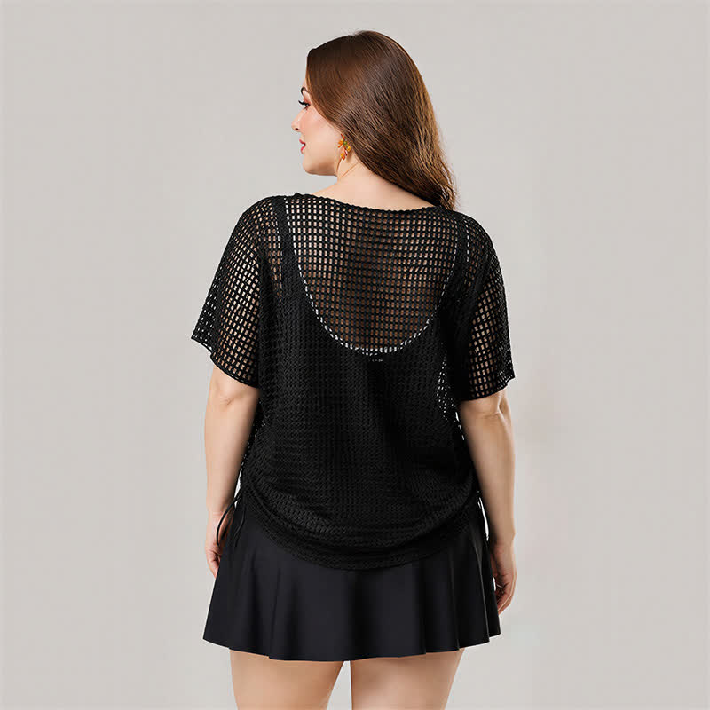 Plusock Black Mesh Skirted One Piece Swimwear - image 4