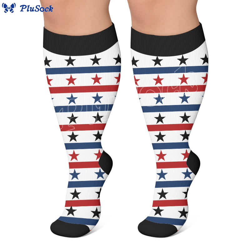 Plusock Plus Size Patriotic Eagle Stars Compression Socks - image 7