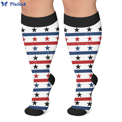Plusock Plus Size Patriotic Eagle Stars Compression Socks - image 7