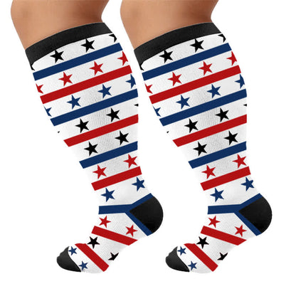 Plusock Plus Size Patriotic Eagle Stars Compression Socks - White - 4XL - image 10