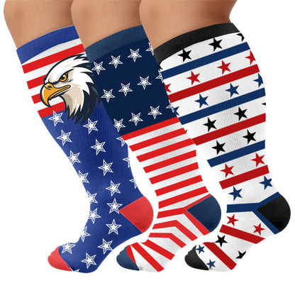 Plusock Plus Size Patriotic Eagle Stars Compression Socks - image 4