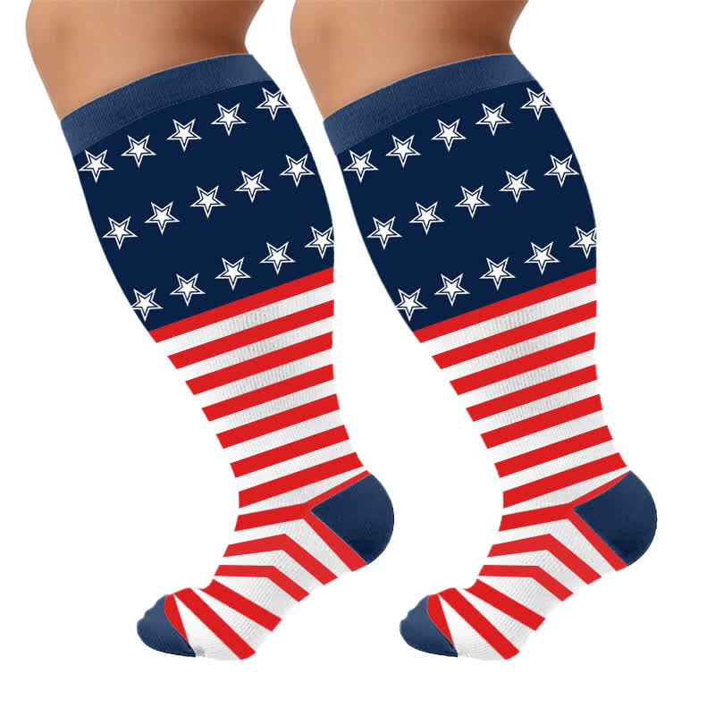 Plusock Plus Size Patriotic Eagle Stars Compression Socks - Red - 4XL - image 9