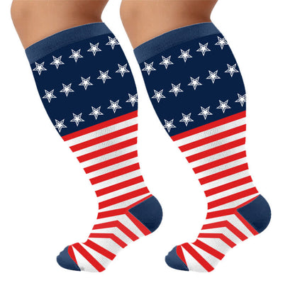 Plusock Plus Size Patriotic Eagle Stars Compression Socks - Red - 4XL - image 9