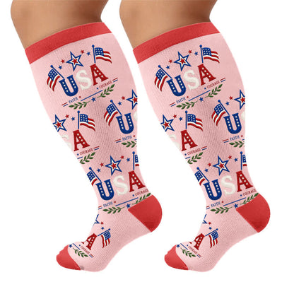 Plusock Plus Size Eagle Standard Compression Socks - Pink(1 Pair) - 4XL - image 9