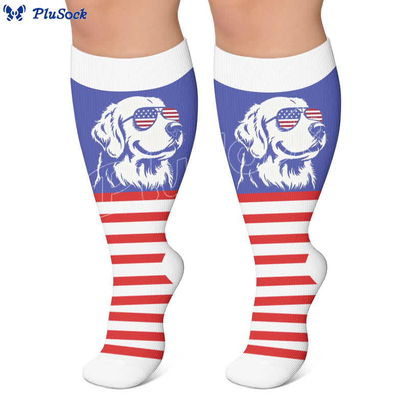 Plusock Plus Size Patriotic Dog Compression Socks - image 7