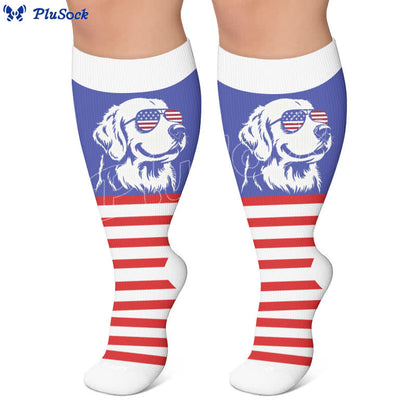 Plusock Plus Size Patriotic Dog Compression Socks - image 7