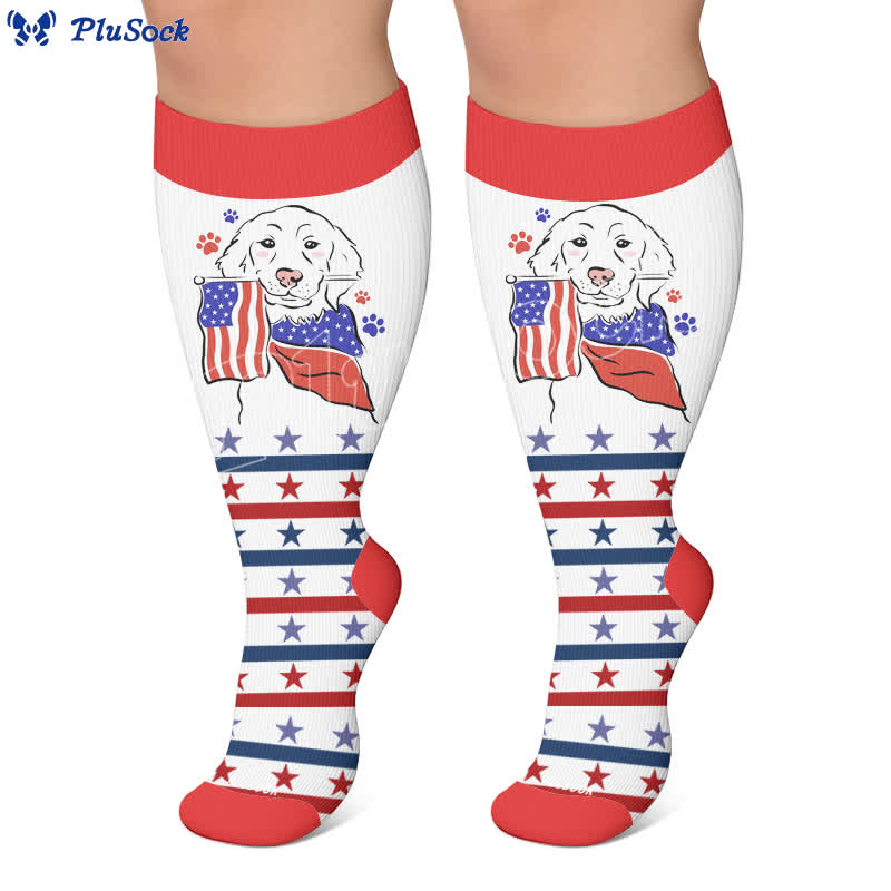 Plusock Plus Size Patriotic Dog Compression Socks - image 5
