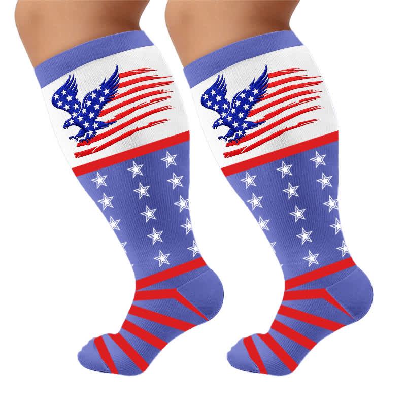 Plusock Plus Size Patriotic Dog Compression Socks - Blue(1 Pair) - 4XL - image 9