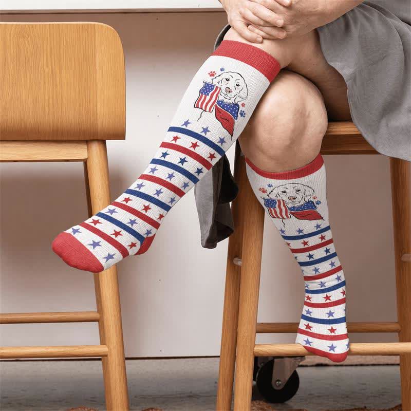Plusock Plus Size Patriotic Dog Compression Socks - image 1