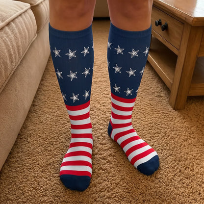 Plusock Plus Size Patriotic Eagle Stars Compression Socks - image 2