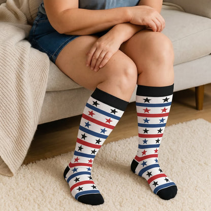 Plusock Plus Size Patriotic Eagle Stars Compression Socks - image 3
