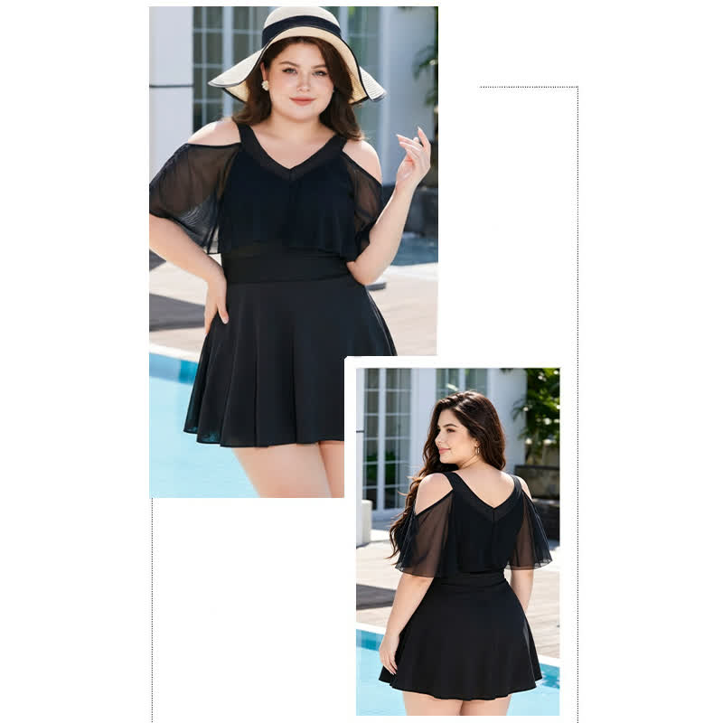 Plusock Elegant Mesh Off Shoulder Swimwear - image 1