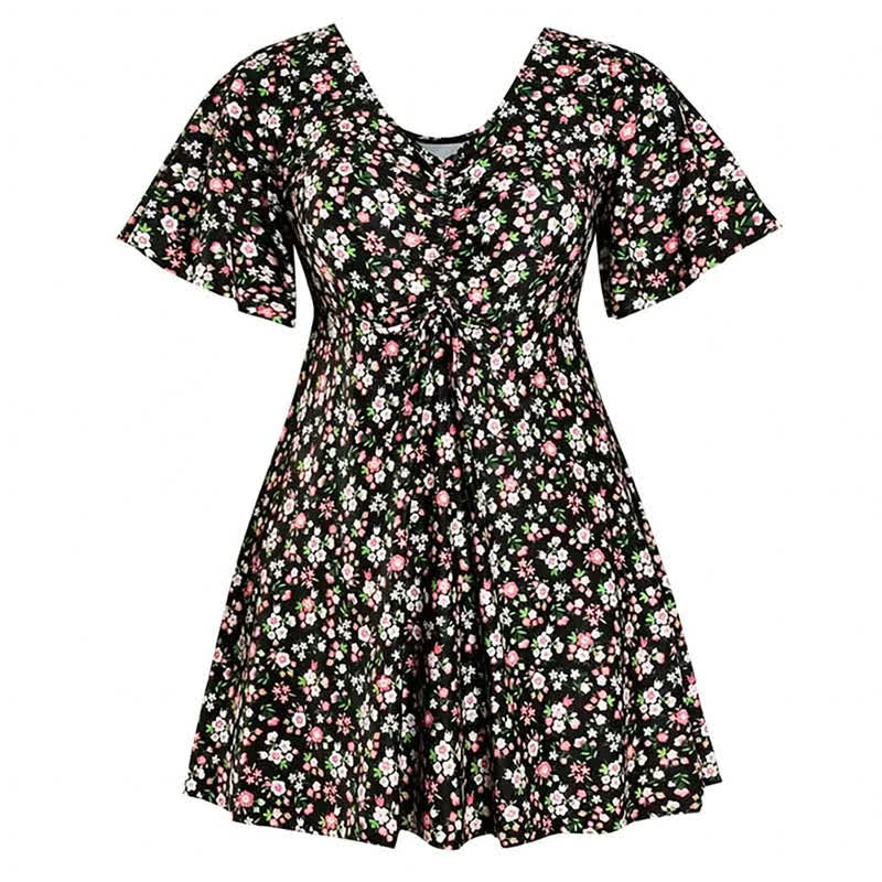 Plusock Blue Tropical Floral V Neck Swimwear - A - 7XL - image 12