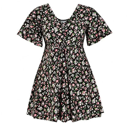 Plusock Blue Tropical Floral V Neck Swimwear - A - 7XL - image 12