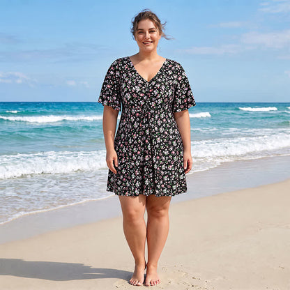 Plusock Blue Tropical Floral V Neck Swimwear - image 5