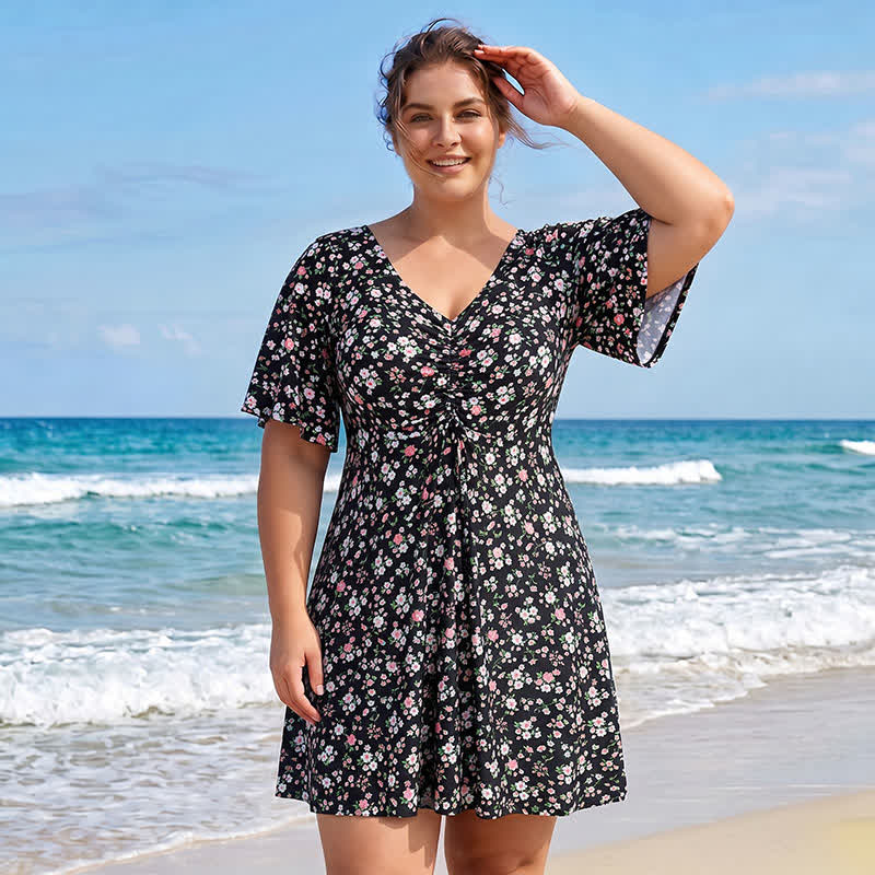 Plusock Blue Tropical Floral V Neck Swimwear - image 7