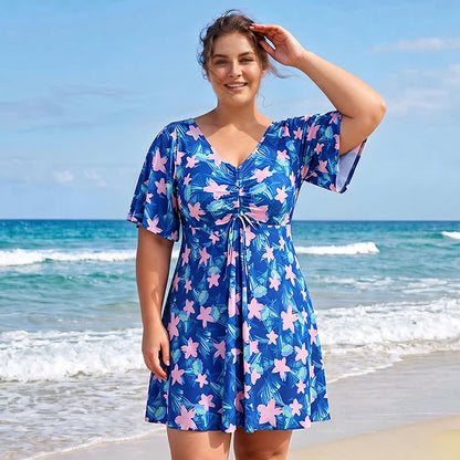 Plusock Blue Tropical Floral V Neck Swimwear - image 9